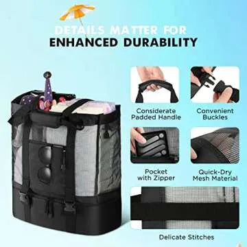 EUDELE Beach Tote with Cooler - Versatile & Durable