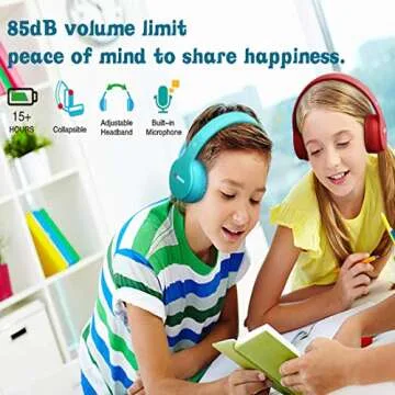MIDOLA Kids Headphones Bluetooth 5.3 Wireless 60H Play Time Volume Limit 85/110dB Over Ear Foldable Protection Headset/Wired AUX Cord Mic for Children Boy Girl Travel School Phone Pad Tablet Pink
