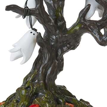Department 56 6005571 Village Collection Accessories Halloween Ghost Tree Lit Figurine, 6.75 Inch, Multicolor