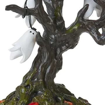 Department 56 6005571 Village Collection Accessories Halloween Ghost Tree Lit Figurine, 6.75 Inch, Multicolor
