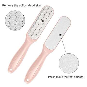 Foot File Callus Remover for Feet, Feet Filer for Dead Skin, (1pc) Pink, Double Side Metal Foot File Stainless Steel, Pedicure Foot Rasp, Foot Scraper to Remove Hard Skin, Birthday, Holiday Gift