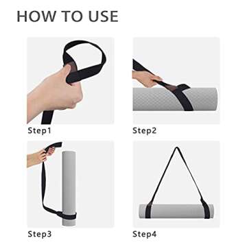 sur Yoga Mat Strap (5Colors), Easy-Cinch Yoga Mat Sling, Adjustable and Durable Yoga Mat Carrier & Stretching Strap， The Must-Have Multi-Purpose Straps for Your Yoga Mat and Exercise Mat (Black)