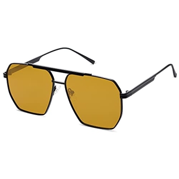 SOJOS Retro Oversized Square Polarized Sunglasses for Women and Men Vintage Shades Classic Large Met...