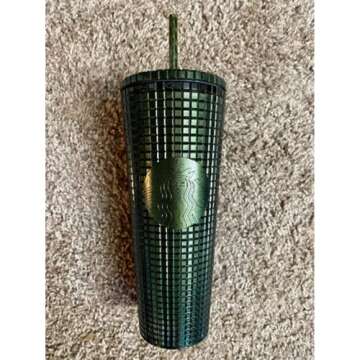 Starbucks Holiday 2021 Tumbler Venti Green Glitter Grid, Limited Edition | 24 Oz