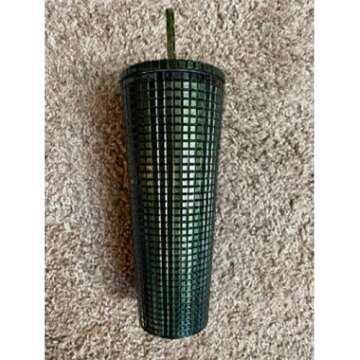 Starbucks Holiday 2021 Tumbler Venti Green Glitter Grid, Limited Edition | 24 Oz
