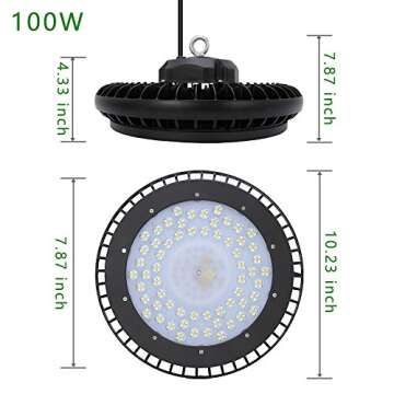 HG High Bay Light Bright Warehouse LED Lights Cool White IP54 Apply to Factory Supermarket Warehouse Ultra Efficient Easy to Install Safe And Reliable (100W)