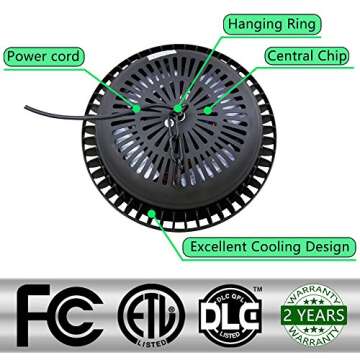 HG High Bay Light Bright Warehouse LED Lights Cool White IP54 Apply to Factory Supermarket Warehouse Ultra Efficient Easy to Install Safe And Reliable (100W)