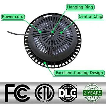 HG High Bay Light Bright Warehouse LED Lights Cool White IP54 Apply to Factory Supermarket Warehouse Ultra Efficient Easy to Install Safe And Reliable (100W)