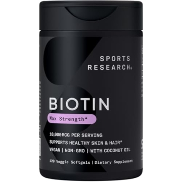 Vegan Biotin 10000mcg for Hair Skin Nails Coconut Oil