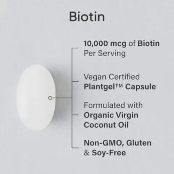 Vegan Biotin 10000mcg for Hair Skin Nails Coconut Oil