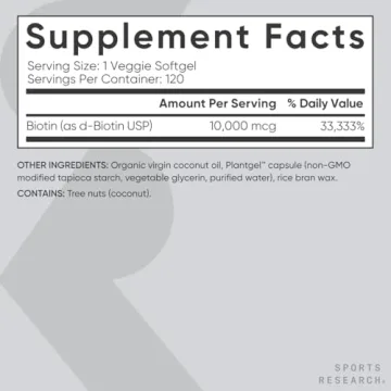 Vegan Biotin 10000mcg for Hair Skin Nails Coconut Oil