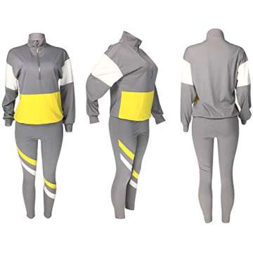 EOSIEDUR Women's Two Piece Outfits Zip Top Jacket and Elastic Waistband Pant Women Sweatsuit Tracksuit Sets, Gray L