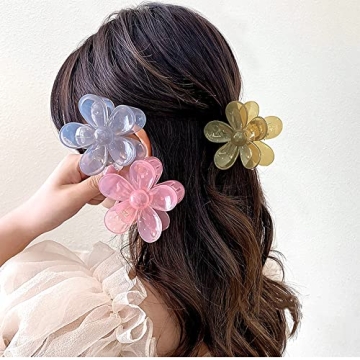 Vibrant 9 PCS Large Flower Hair Clips for Everyday Use
