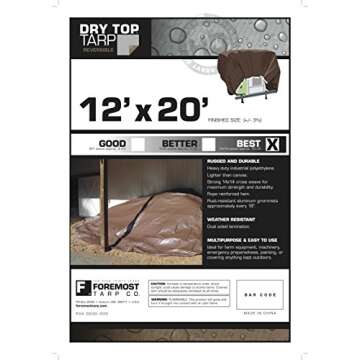 12' x 20' Foremost Tarp 21220 Silver/Brown Dry Top Silver Brown 10-Mil Heavy Duty Reversible Tarp