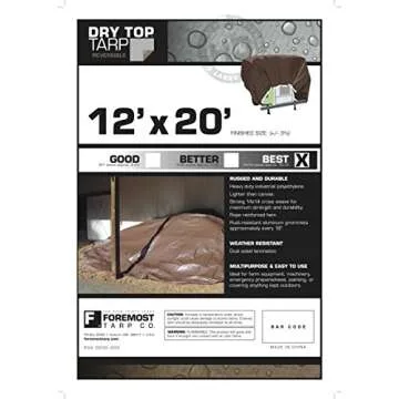 12' x 20' Foremost Tarp 21220 Silver/Brown Dry Top Silver Brown 10-Mil Heavy Duty Reversible Tarp