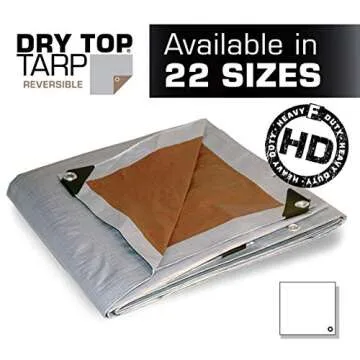 12' x 20' Foremost Tarp 21220 Silver/Brown Dry Top Silver Brown 10-Mil Heavy Duty Reversible Tarp