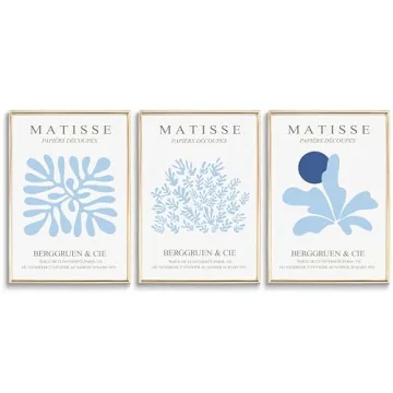 3Pcs Blue Canvas Wall Art Coastal Aesthetic Minimalist Prints 12x16