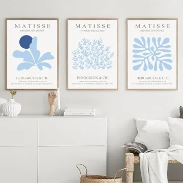 3Pcs Blue Canvas Wall Art for Stylish Home Decoration