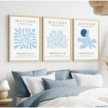 3Pcs Blue Canvas Wall Art for Stylish Home Decoration