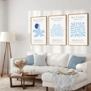 3Pcs Blue Canvas Wall Art for Stylish Home Decoration