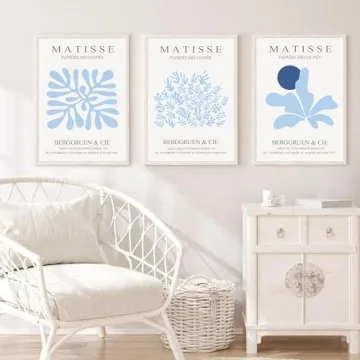 3Pcs Blue Canvas Wall Art for Stylish Home Decoration