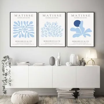 3Pcs Blue Canvas Wall Art for Stylish Home Decoration