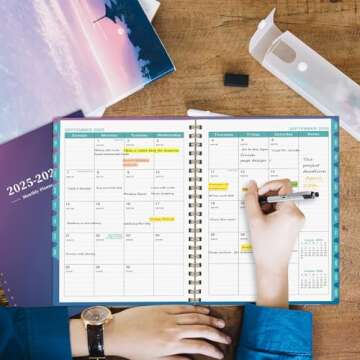 Ymumuda 2025 Planner - Monthly Planner 2025-2026, JAN.2025 to DEC.2026, 8.5" x 11", Large Planner with Spiral Bound, Perfect for School & Office Schedule, Blue & Purple