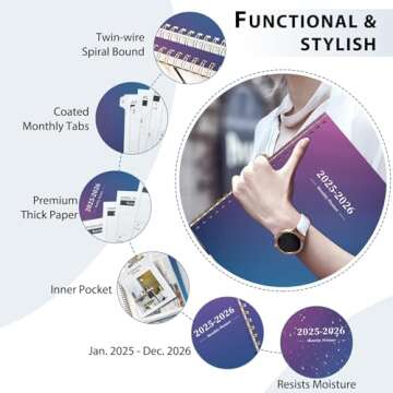 Ymumuda 2025 Planner - Monthly Planner 2025-2026, JAN.2025 to DEC.2026, 8.5" x 11", Large Planner with Spiral Bound, Perfect for School & Office Schedule, Blue & Purple