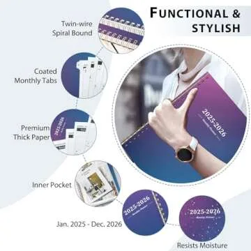 Ymumuda 2025 Planner - Monthly Planner 2025-2026, JAN.2025 to DEC.2026, 8.5" x 11", Large Planner with Spiral Bound, Perfect for School & Office Schedule, Blue & Purple