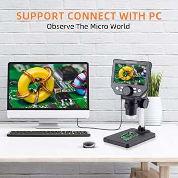 Koolertron 4.3 inch LCD Digital USB Microscope,8MP 1-1000X Magnification Handheld Digital Microscopes,8 LED Light,Rechargeable Battery,Microscope for Coins/Plant/Rock/Circuit Board