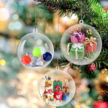 Christmas Ornament Balls 20 Pack DIY Clear Fillable Baubles Craft Ball 3.15'' Christmas Decorations ...