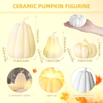 Domensi Thanksgiving Lighted Ceramic Pumpkin Decorations Set