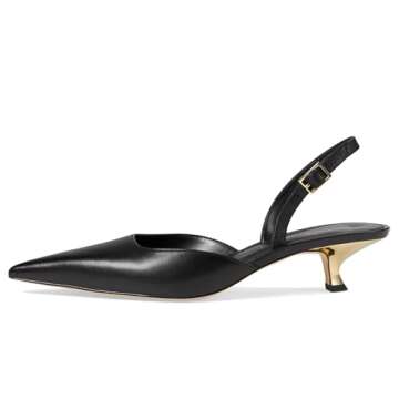 Michael Kors Women's Luna Kitten Sling Pumps, Black, 7.5