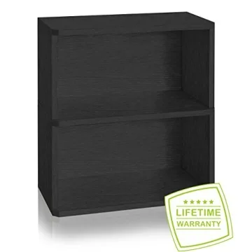 Way Basics Webster 2 Tier Bookshelf Display Storage and Organizer (Tool-Free Assembly and Uniquely Crafted from Sustainable Non Toxic zBoard Paperboard) Black, 12D x 22.8W x 24.7H in