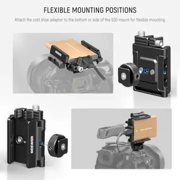 NEEWER Mount Bracket SSD Holder with Cold Shoe Cable Clamp, 1.6"-2.6" for Samsung T5 T7 SSD SanDisk Compatible with SmallRig Cage for BMPCC 4K 6K Compatible with iPhone 15 Pro Max Phone Cage, UA035