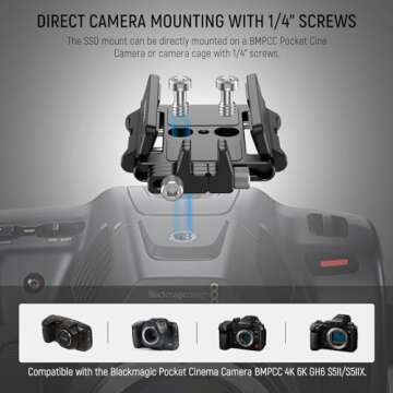 NEEWER Mount Bracket SSD Holder with Cold Shoe Cable Clamp, 1.6"-2.6" for Samsung T5 T7 SSD SanDisk Compatible with SmallRig Cage for BMPCC 4K 6K Compatible with iPhone 15 Pro Max Phone Cage, UA035