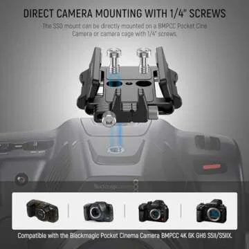 NEEWER Mount Bracket SSD Holder with Cold Shoe Cable Clamp, 1.6"-2.6" for Samsung T5 T7 SSD SanDisk Compatible with SmallRig Cage for BMPCC 4K 6K Compatible with iPhone 15 Pro Max Phone Cage, UA035