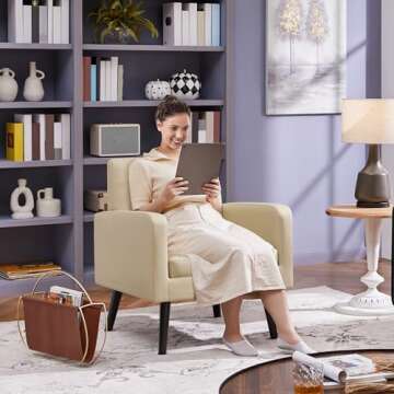 Yaheetech Mid-Century Accent Chairs, PU Leather Modern Upholstered Living Room Chair, Cozy Armchair ...