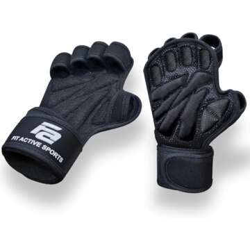 Fit Active Sports Ventilated Weight Lifting Gloves with Built-in Wrist Wraps, Workout Fingerless Glo...