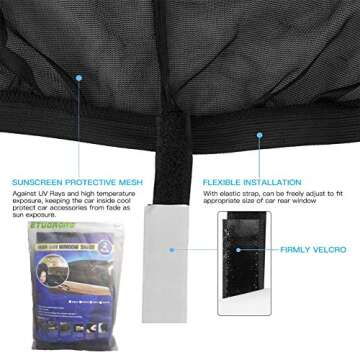 ETUORONG Car Side Window Sun Shade - Car Sunshade Protector - Universal Fit Winow Slip On Stretchable Mesh Protective - Protect Your Kids and Pets in The Back seat from Sun Glare and Heat - 2 Pack