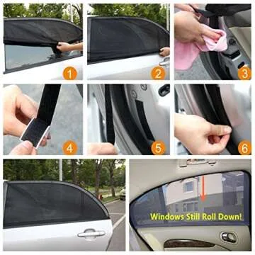 ETUORONG Car Side Window Sun Shade - Car Sunshade Protector - Universal Fit Winow Slip On Stretchable Mesh Protective - Protect Your Kids and Pets in The Back seat from Sun Glare and Heat - 2 Pack