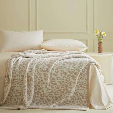 MIDO HOUSE Microfiber Throw Blanket for Couch Chic Leopard Bed Throws Fuzzy Warm Cheetah Blanket Reversible Beige Throw Blankets for Home Decor 52 x 63 inch
