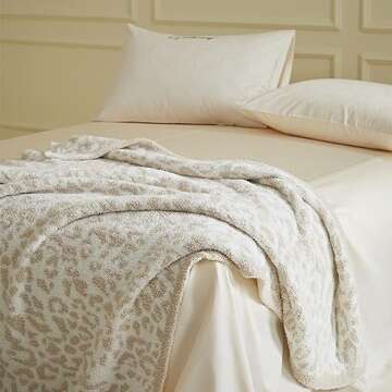 MIDO HOUSE Microfiber Throw Blanket for Couch Chic Leopard Bed Throws Fuzzy Warm Cheetah Blanket Reversible Beige Throw Blankets for Home Decor 52 x 63 inch