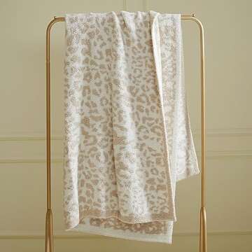 MIDO HOUSE Microfiber Throw Blanket for Couch Chic Leopard Bed Throws Fuzzy Warm Cheetah Blanket Reversible Beige Throw Blankets for Home Decor 52 x 63 inch