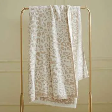 MIDO HOUSE Microfiber Throw Blanket for Couch Chic Leopard Bed Throws Fuzzy Warm Cheetah Blanket Reversible Beige Throw Blankets for Home Decor 52 x 63 inch