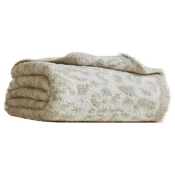 MIDO HOUSE Microfiber Throw Blanket for Couch Chic Leopard Bed Throws Fuzzy Warm Cheetah Blanket Reversible Beige Throw Blankets for Home Decor 52 x 63 inch