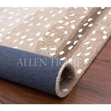 Allen Home Hand Crafted Wool Rugs | Area Carpets Suitable for Living Room, Bedroom, Dining Room | Traditional Rugs | Natural Latex Backing with 100% Cotton | 5’ x 8’ | Antelope Beige