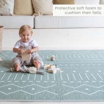 Toddlekind Playmat - Premium Foam Playmat, 4 x 6 feet, 6 Tile Extra Thick Foam Floor Puzzle Mat for Babies/Toddlers Stylish, Non-Toxic, Odorless. Perfect for Tummy Time, Crawling, and Play. Ideal for Nursery and Playroom. 0m+