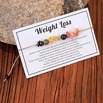 tenghong2021 Chakra Crystal Beaded Bracelet with Wish Card Adjustable Spiritual Anxiety Stone Beads ...