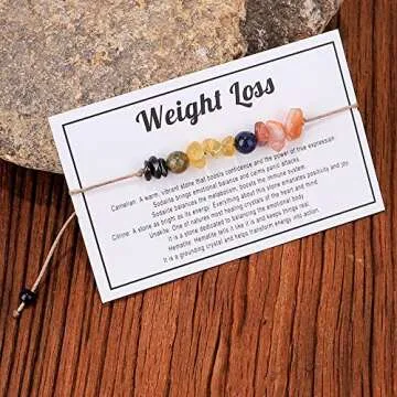 tenghong2021 Chakra Crystal Beaded Bracelet with Wish Card Adjustable Spiritual Anxiety Stone Beads ...